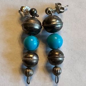 Vintage Turquoise Sterling Silver Post with Butterfly backs Earrings